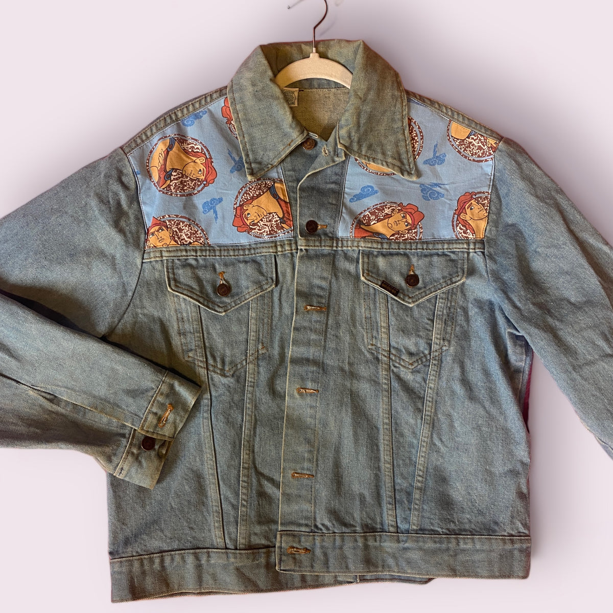 Denim Jacket made with Reworked Duvet Cover.