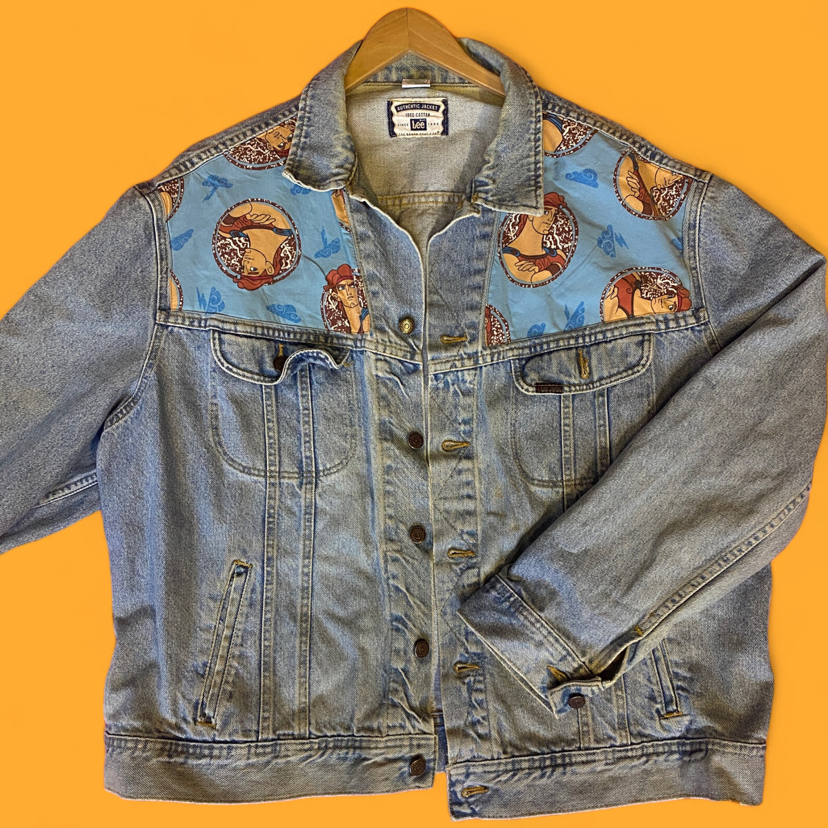 Denim Jacket made with Reworked Duvet Cover.