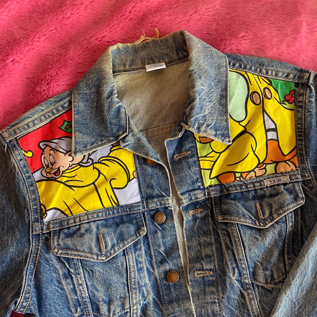 Denim Jacket made with Reworked Duvet Cover.