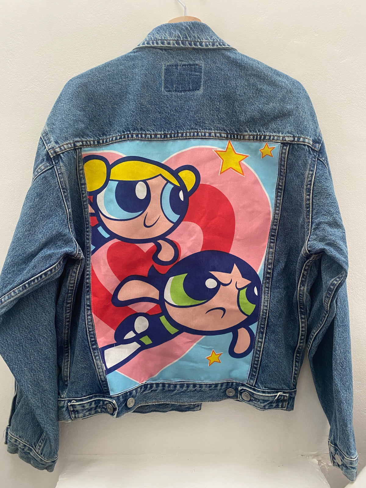 Denim Jacket made with Reworked Duvet Cover.