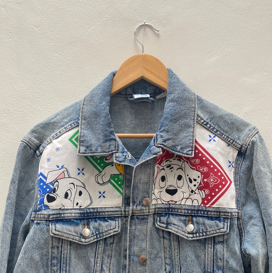 Denim Jacket made with Reworked Duvet Cover.