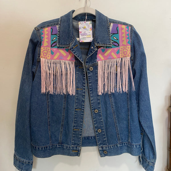 Denim Jacket made with Reworked Duvet Cover.
