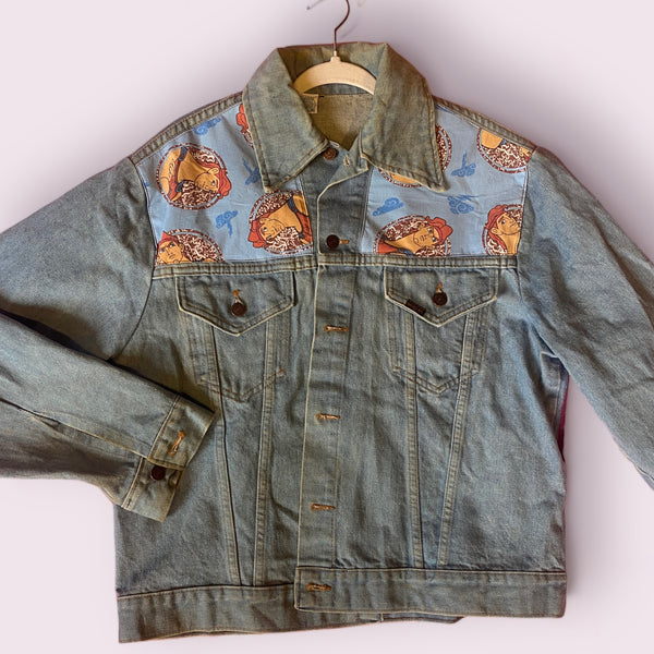 Denim Jacket made with Reworked Duvet Cover.