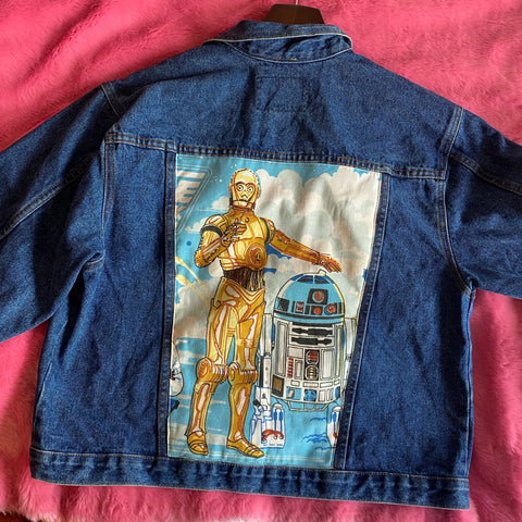 Denim Jacket made with Reworked Duvet Cover.