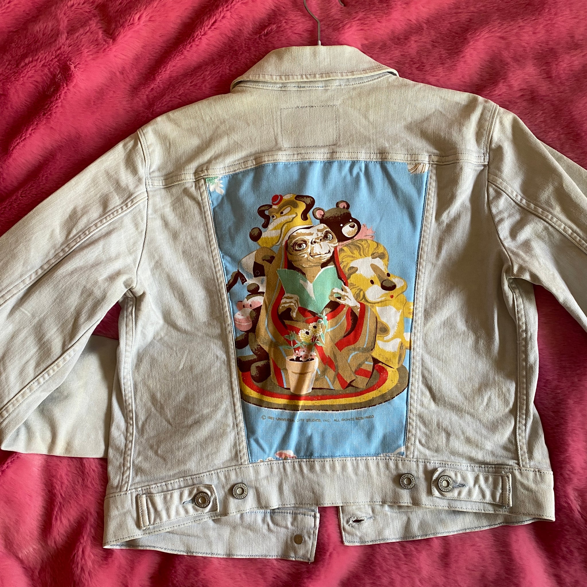 Denim Jacket made with Reworked Duvet Cover.