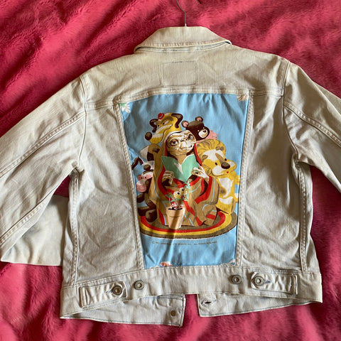 Denim Jacket made with Reworked Duvet Cover.