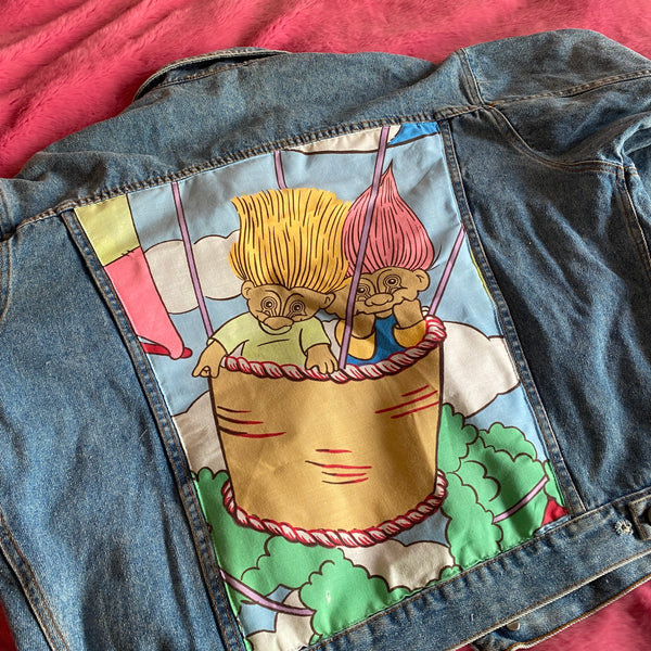Denim Jacket made with Reworked Duvet Cover.