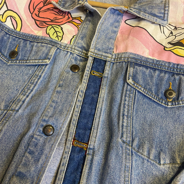 Denim Jacket made with Reworked Duvet Cover.