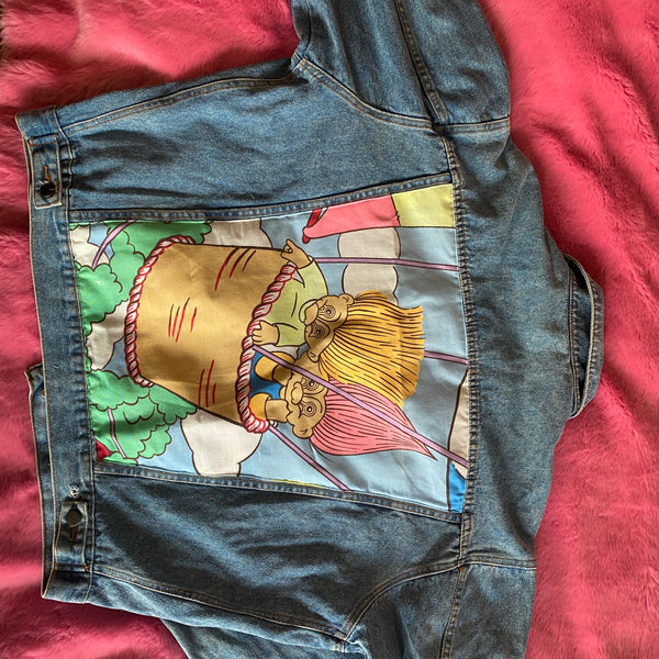 Denim Jacket made with Reworked Duvet Cover.