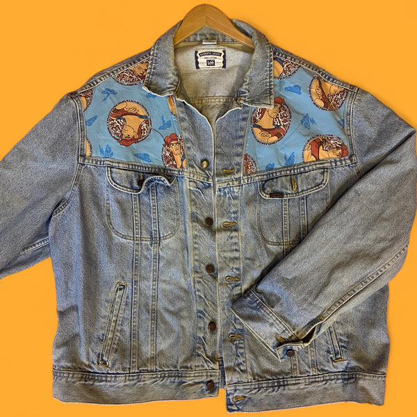 Denim Jacket made with Reworked Duvet Cover.
