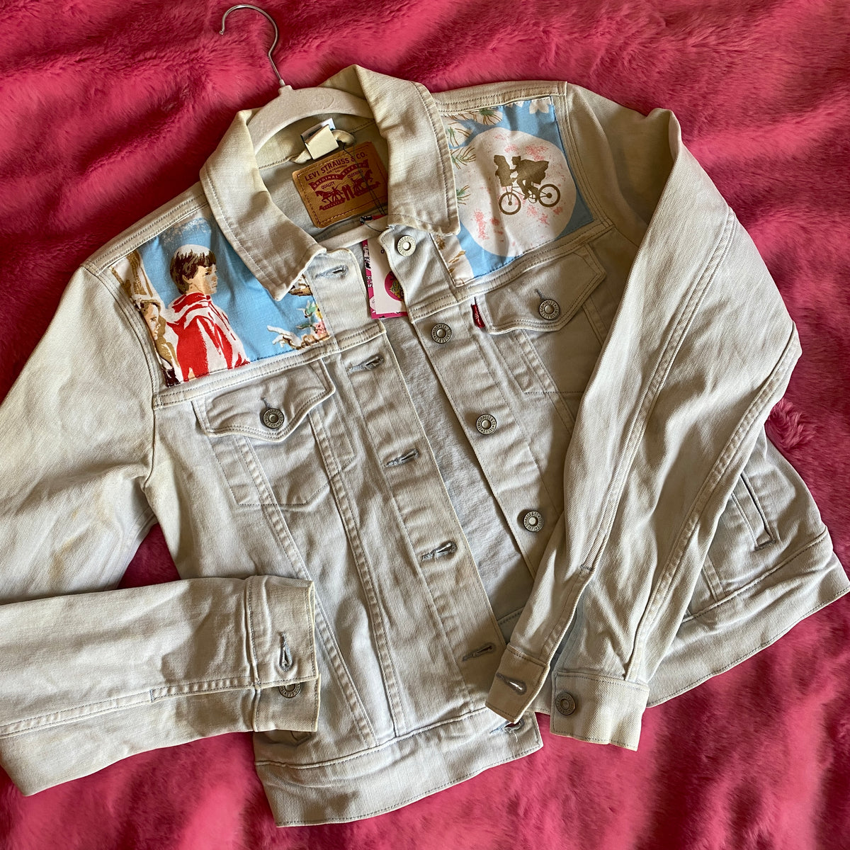 Denim Jacket made with Reworked Duvet Cover.
