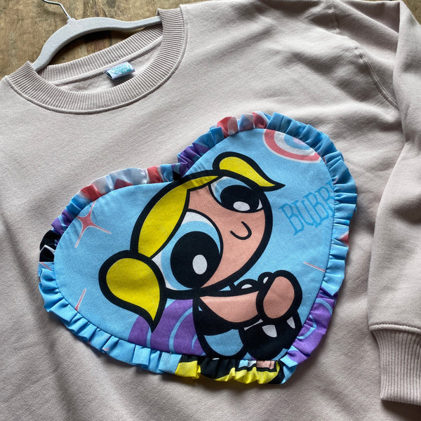 L Blush Pink Reworked Heart Duvet Jumper In This Fabric