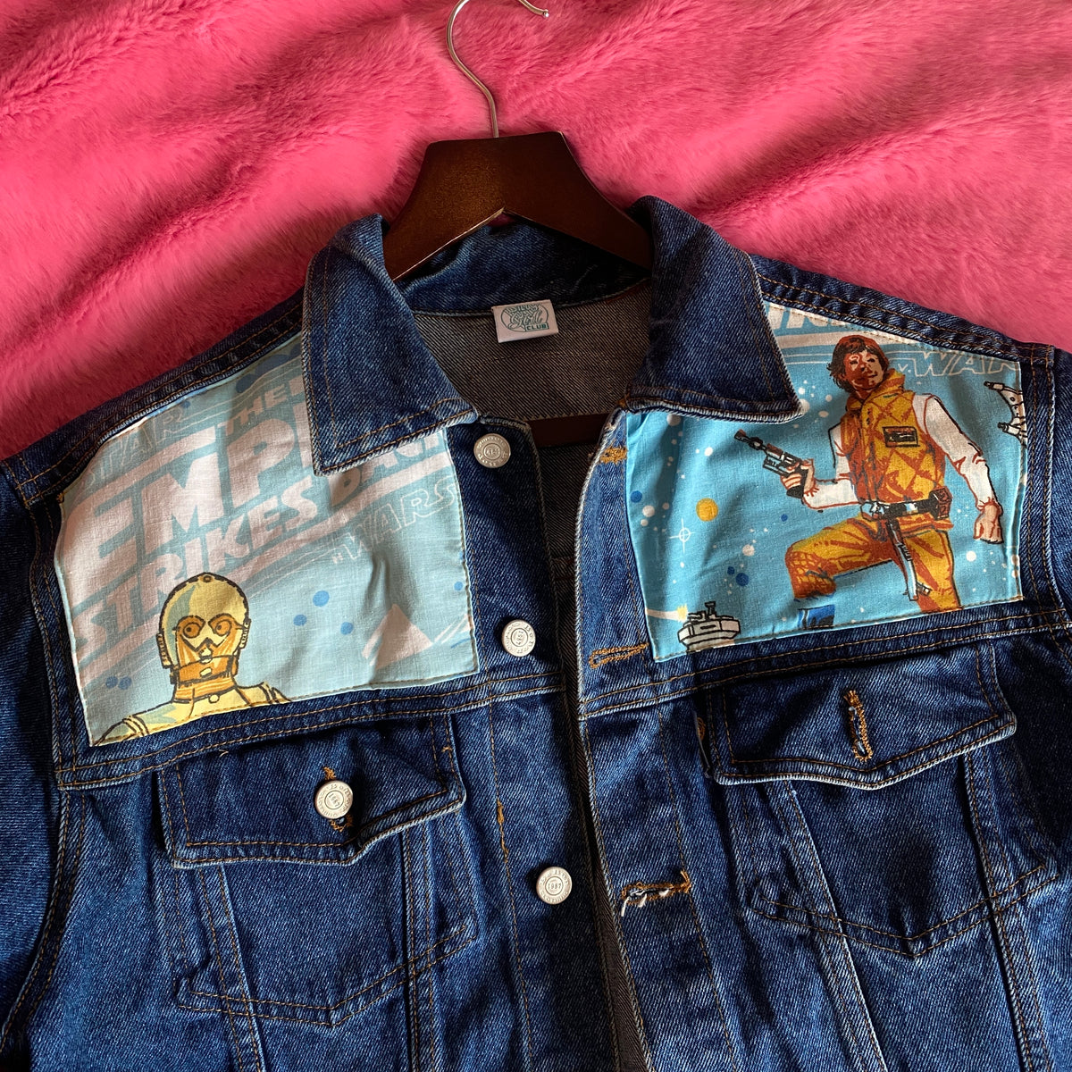 Denim Jacket made with Reworked Duvet Cover.
