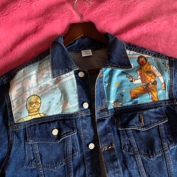 Denim Jacket made with Reworked Duvet Cover.