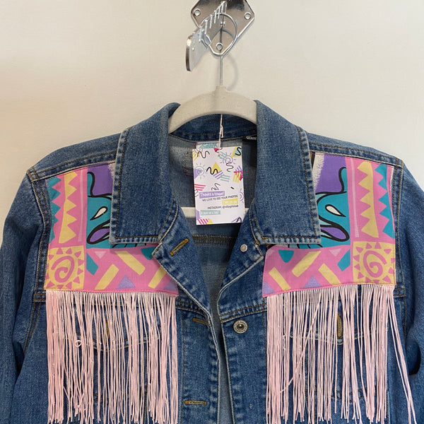 Denim Jacket made with Reworked Duvet Cover.