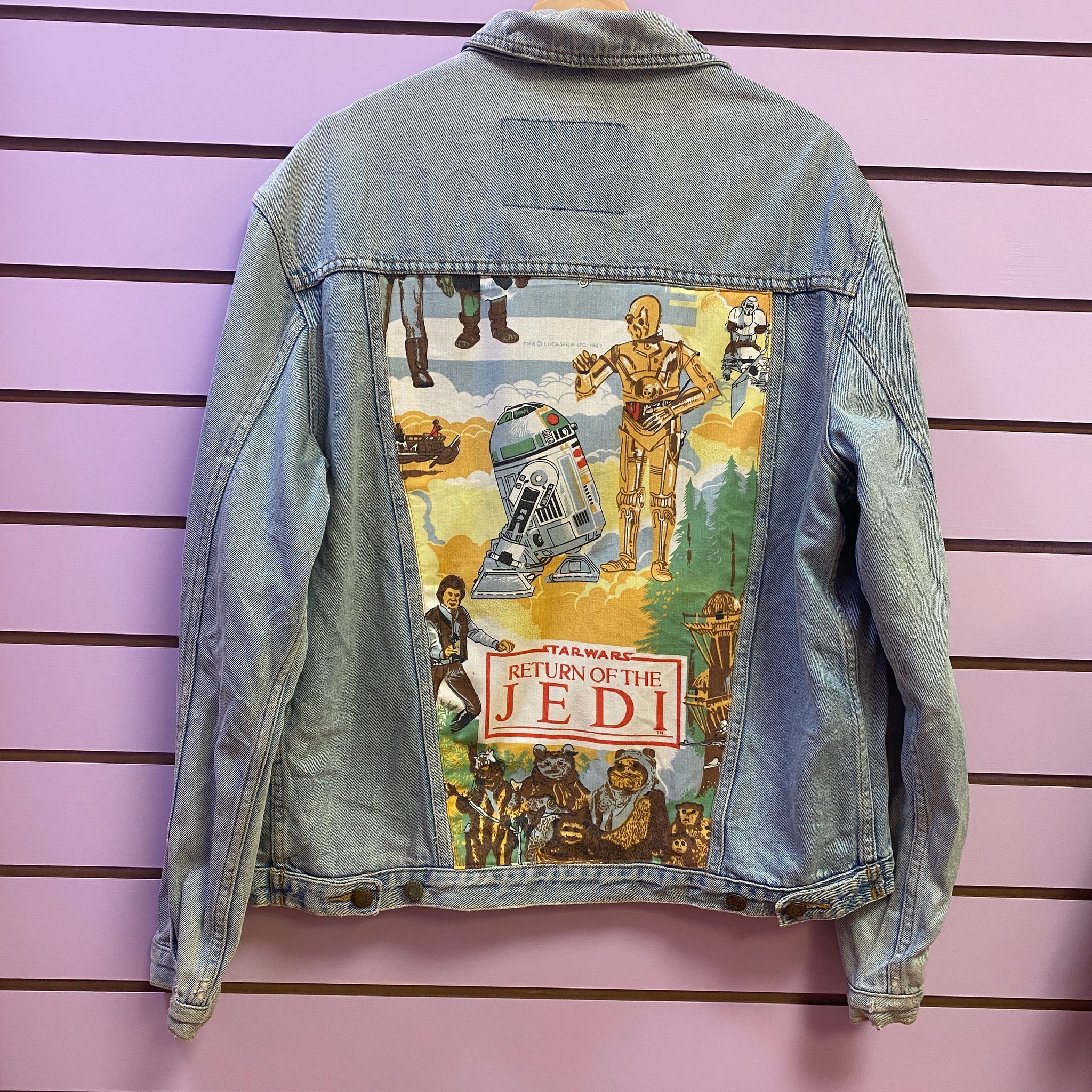 Denim Jacket made with Reworked Duvet Cover.