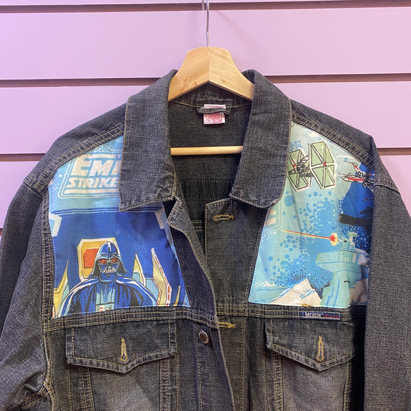 Denim Jacket made with Reworked Duvet Cover.