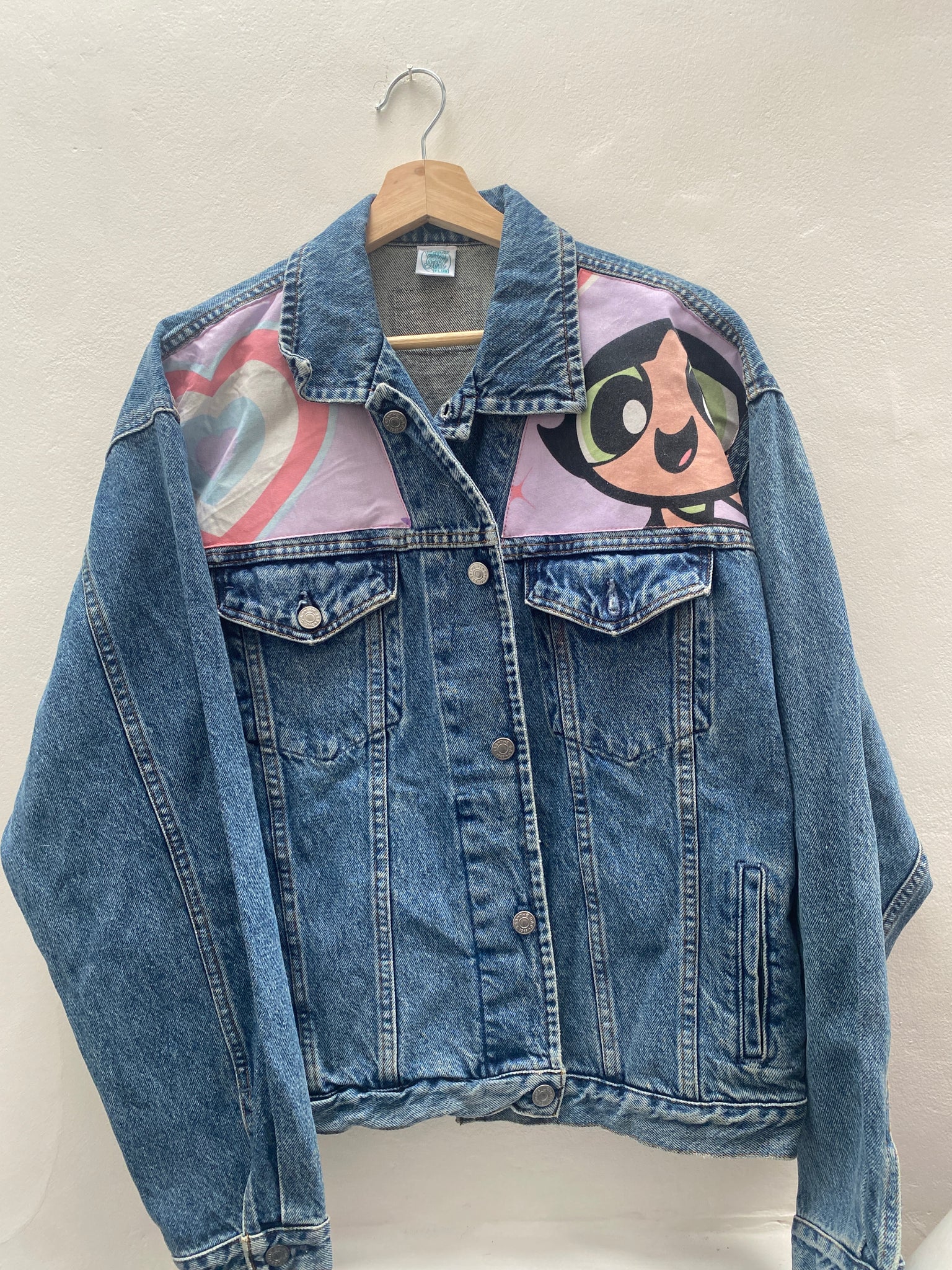 Denim Jacket made with Reworked Duvet Cover.