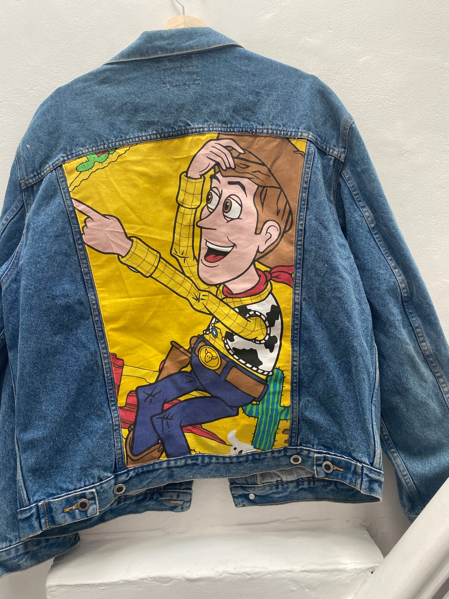 Denim Jacket made with Reworked Duvet Cover.