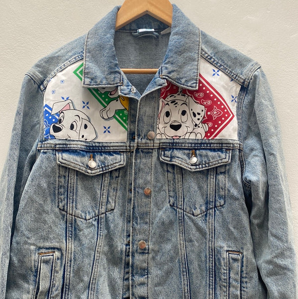 Denim Jacket made with Reworked Duvet Cover.