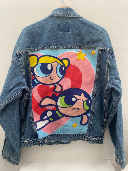 Denim Jacket made with Reworked Duvet Cover.