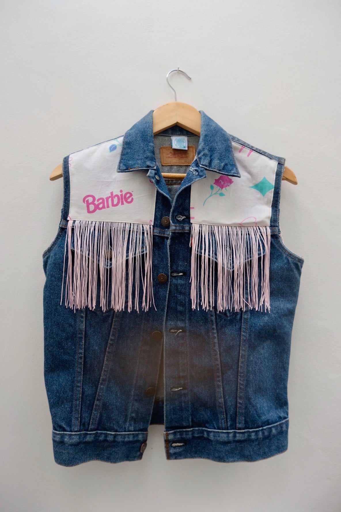Denim Jacket made with Reworked Duvet Cover.