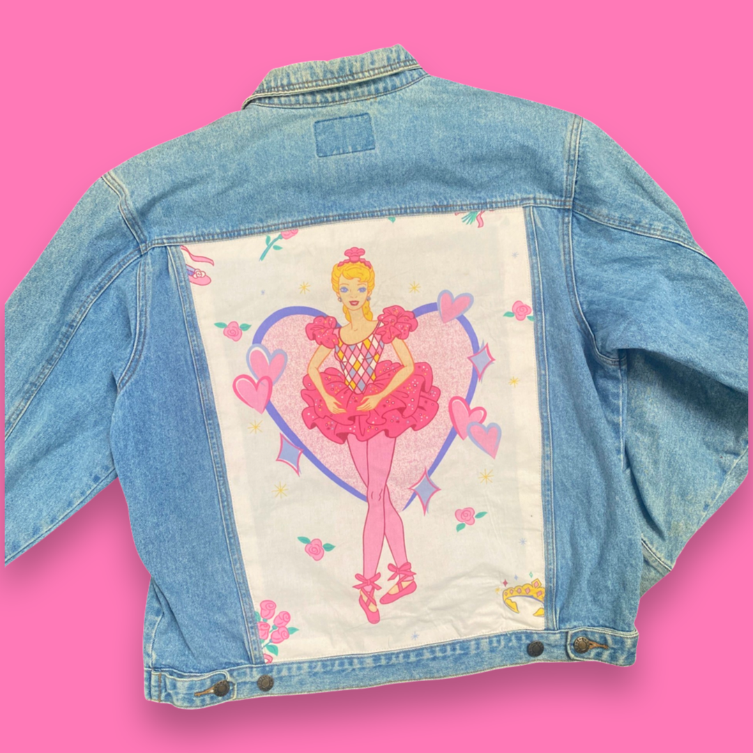 Denim Jacket made with Reworked Duvet Cover.