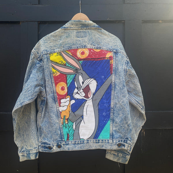 Denim Jacket made with Reworked Duvet Cover.