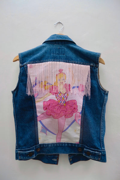 Denim Jacket made with Reworked Duvet Cover.