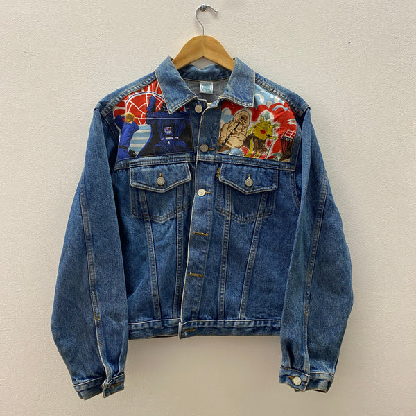 Denim Jacket made with Reworked Duvet Cover.