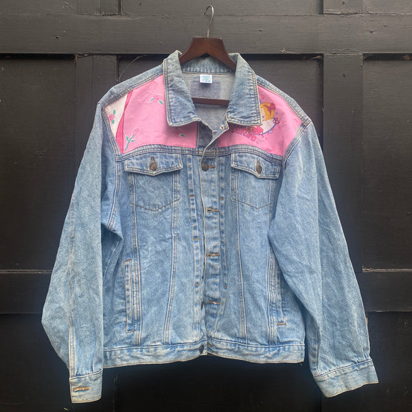 Denim Jacket made with Reworked Duvet Cover.