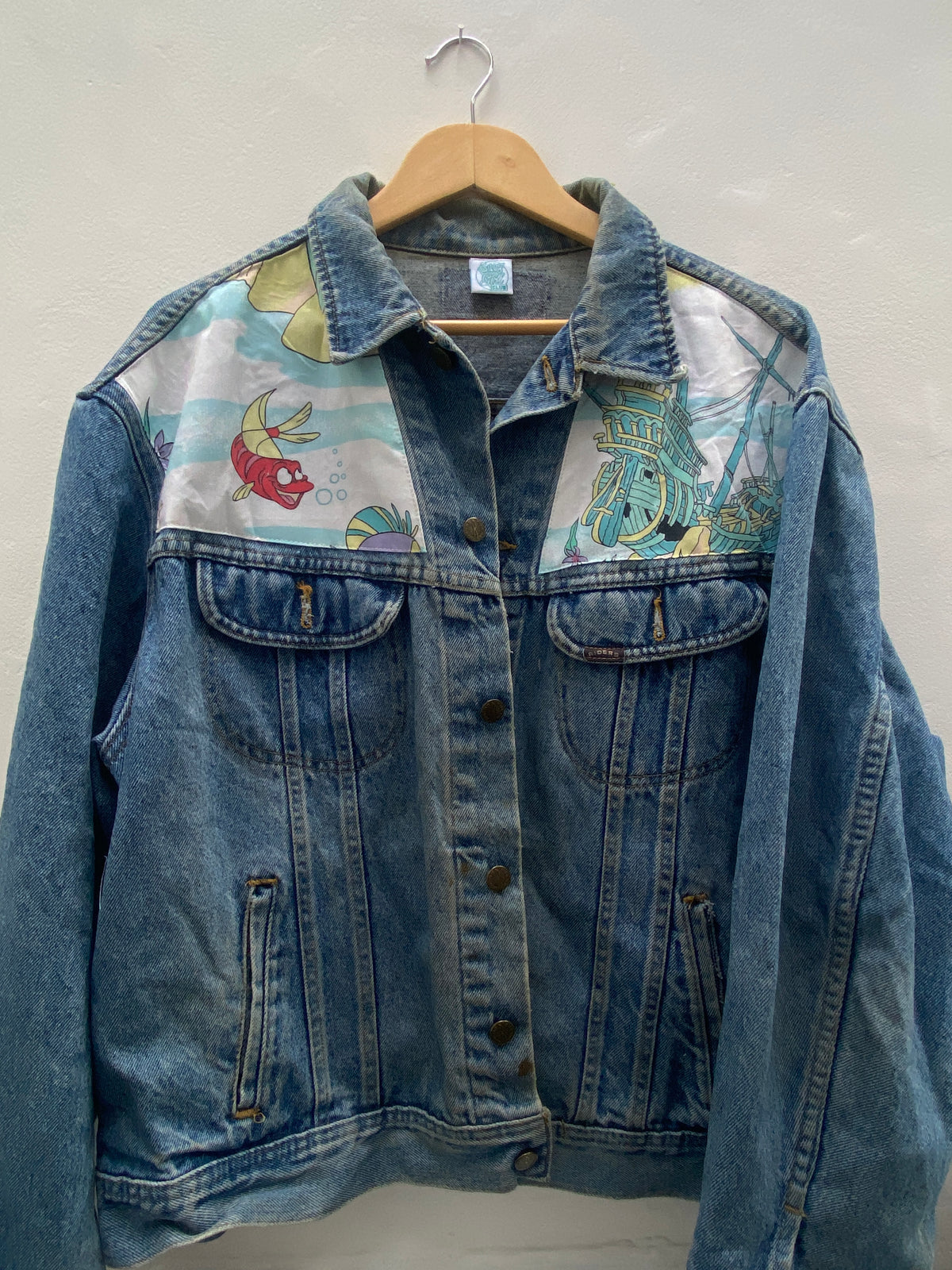 Denim Jacket made with Reworked Duvet Cover.