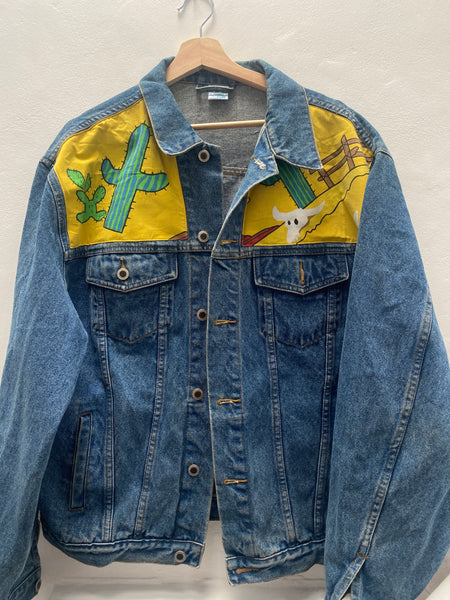 Denim Jacket made with Reworked Duvet Cover.
