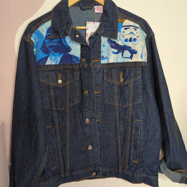 Denim Jacket made with Reworked Duvet Cover.