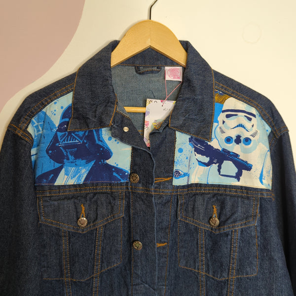Denim Jacket made with Reworked Duvet Cover.