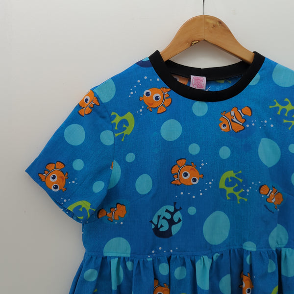 Dress made with Reworked Duvet Cover Size 6 "NM"