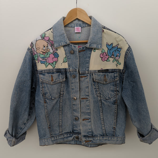 Denim Jacket made with Reworked Duvet Cover.