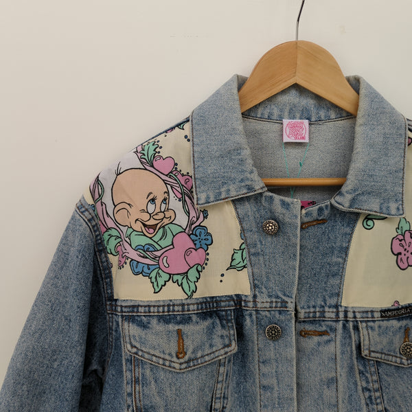 Denim Jacket made with Reworked Duvet Cover.
