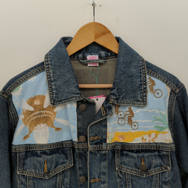 Denim Jacket made with Reworked Duvet Cover.