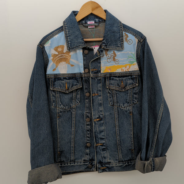 Denim Jacket made with Reworked Duvet Cover.
