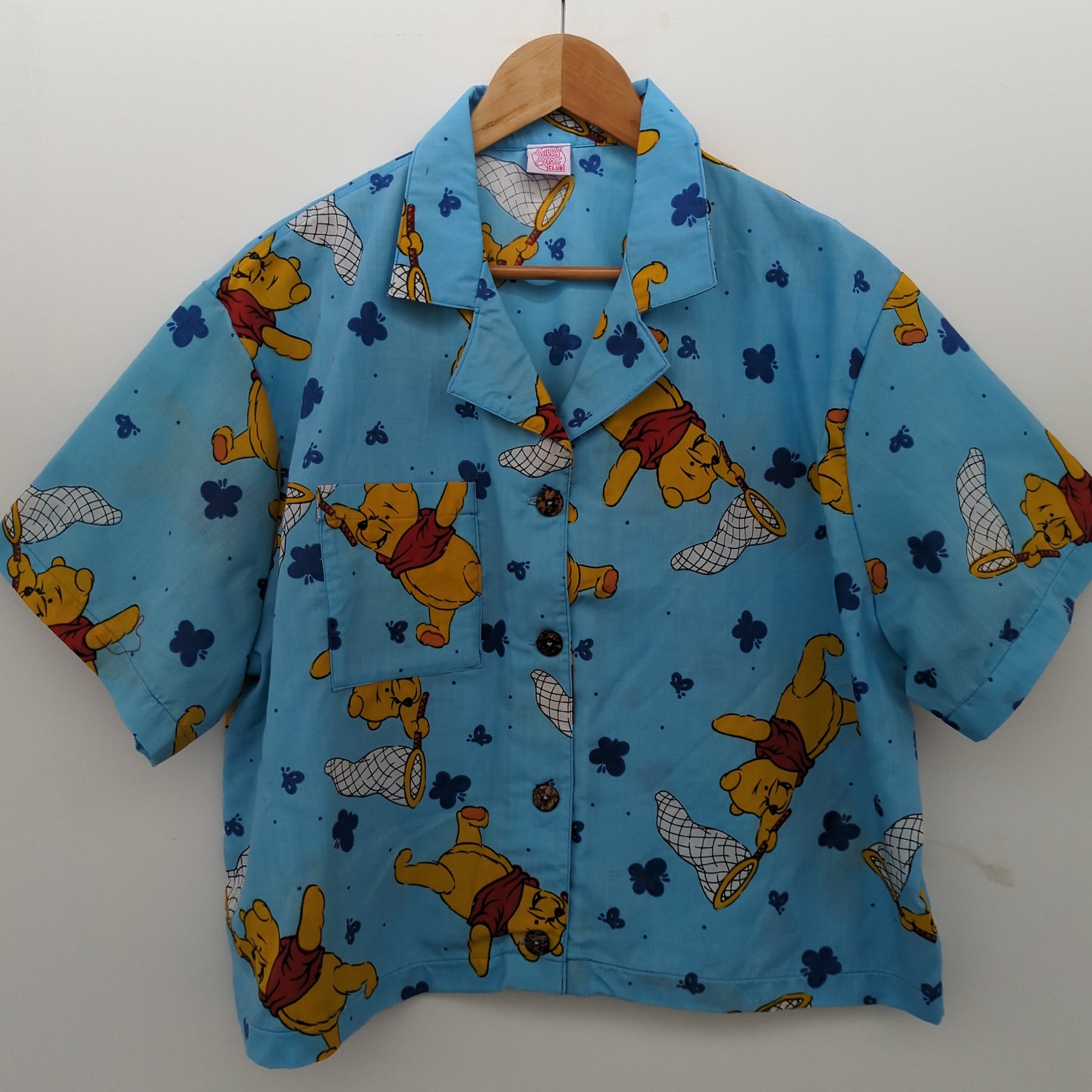 Cropped Shirt made from Reworked Duvet Cover. Size 14