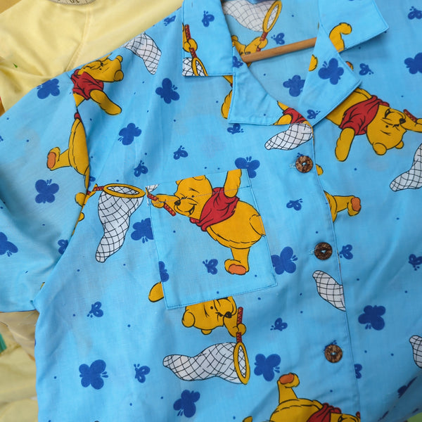 Cropped Shirt made from Reworked Duvet Cover. Size 14