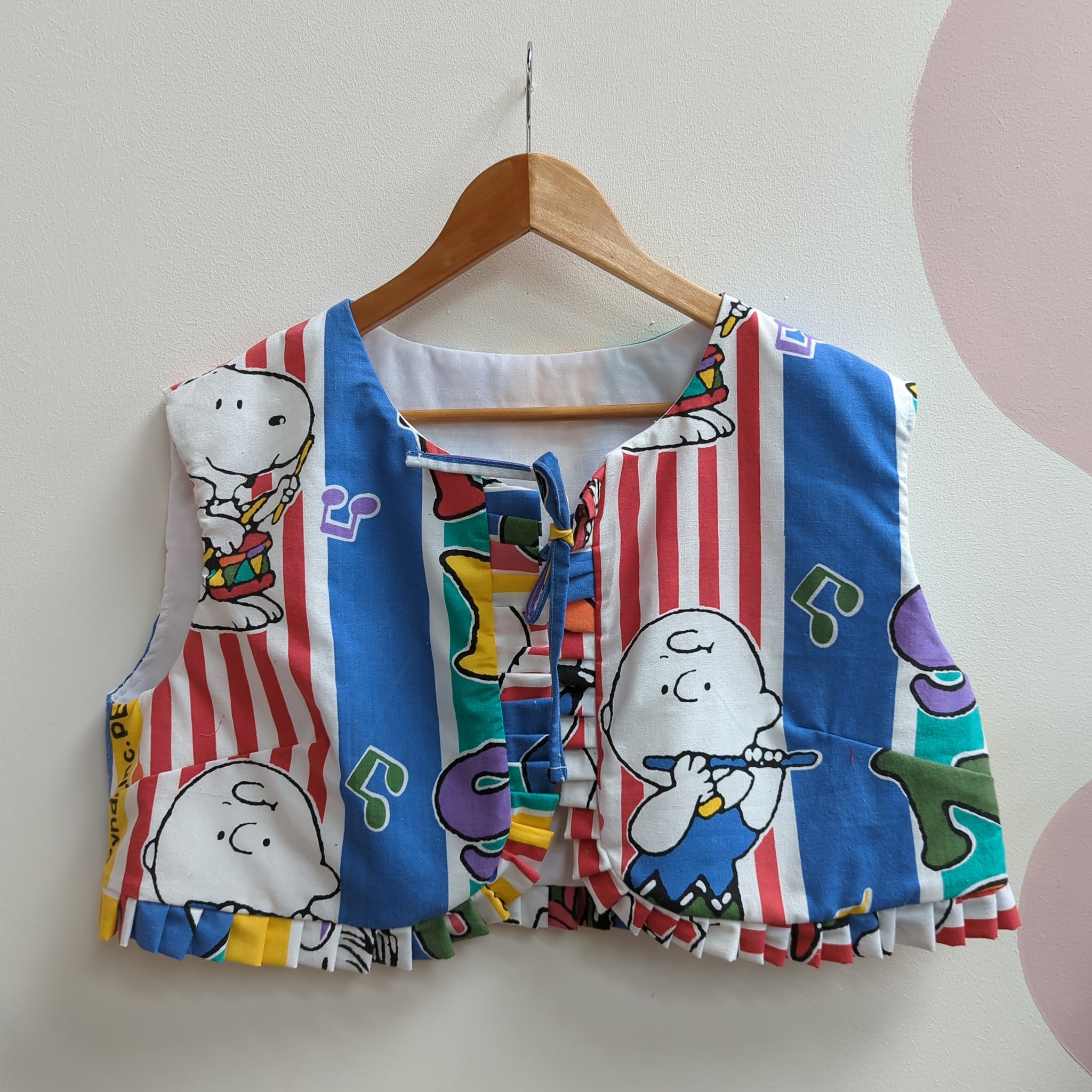 Cropped Bolero jacket made with Reworked Duvet Cover Size 12