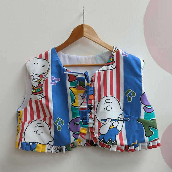 Cropped Bolero jacket made with Reworked Duvet Cover Size 12