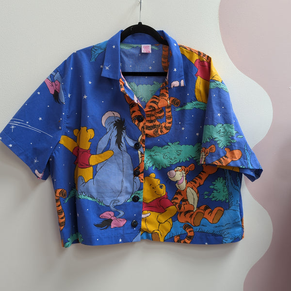 Cropped Shirt made from Reworked Duvet Cover. Size 20