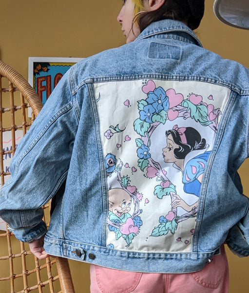 Denim Jacket made with Reworked Duvet Cover.