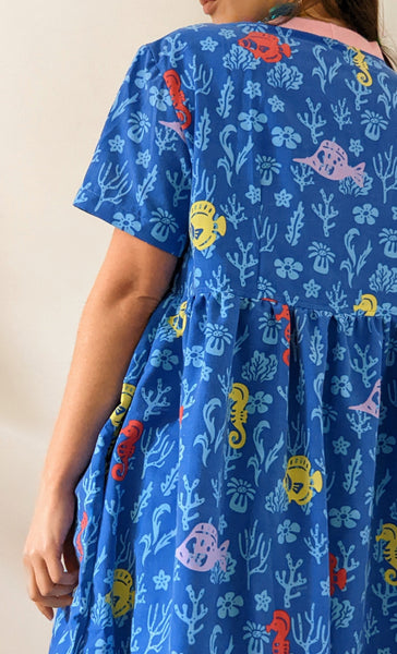 Dress made with Reworked Duvet Cover Size 10