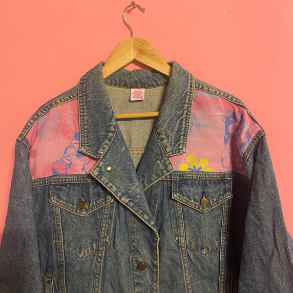 Denim Jacket made with Reworked Duvet Cover.
