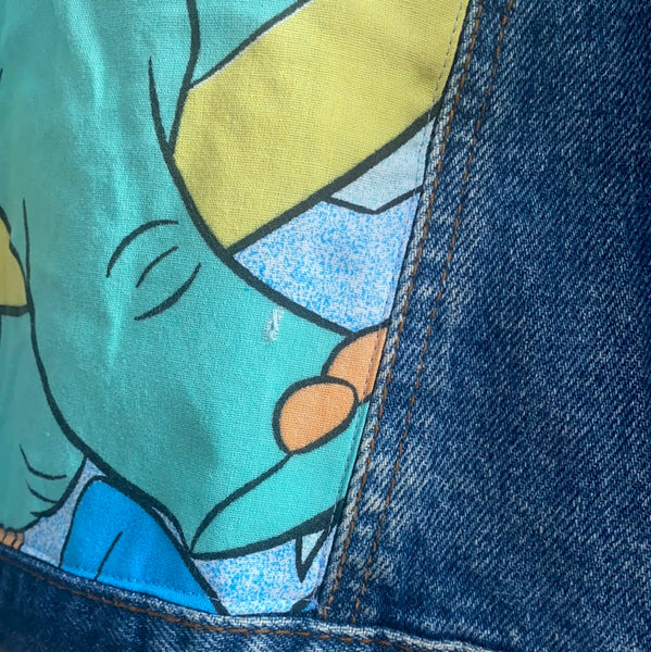 Denim Jacket made with Reworked Duvet Cover.