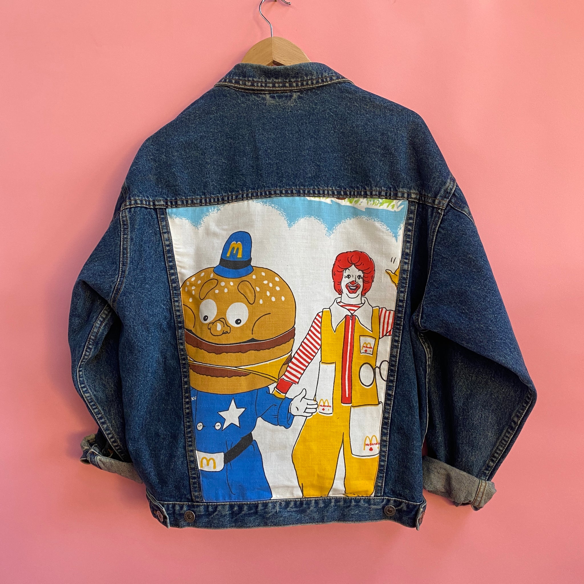 Denim Jacket made with Reworked Duvet Cover.
